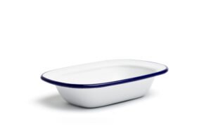 CUENCO RECTANGULAIRE ÉTAIN BLANC/BLEU 18CM