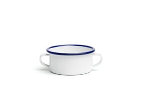 CAZUELA 2 ASAS PELTRE BLANCO/AZUL  Ø10cm