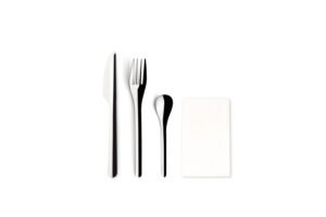 SET CUCHILLO/TENEDOR MESA, CUILLÈRE À CAFÉ + SERVILLETA BROOKLYN 18% (PAPEL)